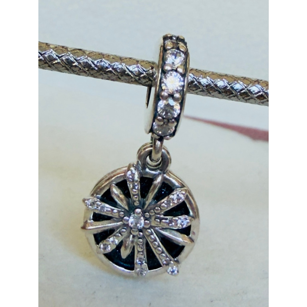 Authentic Pandora DAZZLING WISHES Blue Enamel/Clear CZ Dangle Charm #797531CZ - Picture 2 of 6